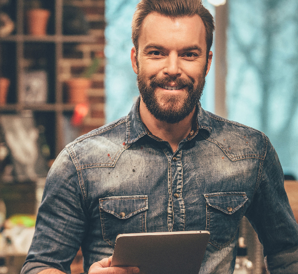 Man holding tablet