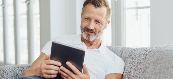 Man holding tablet