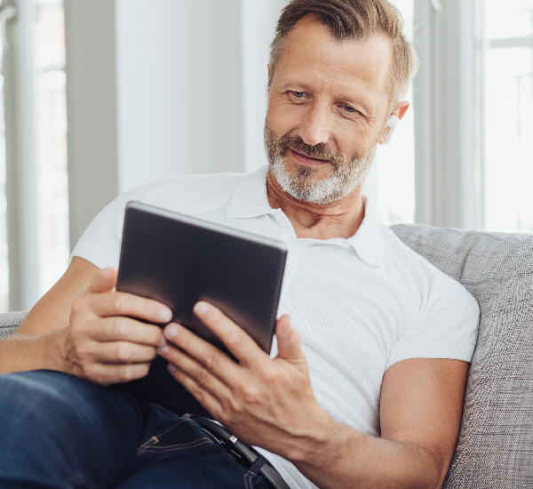 Man holding tablet